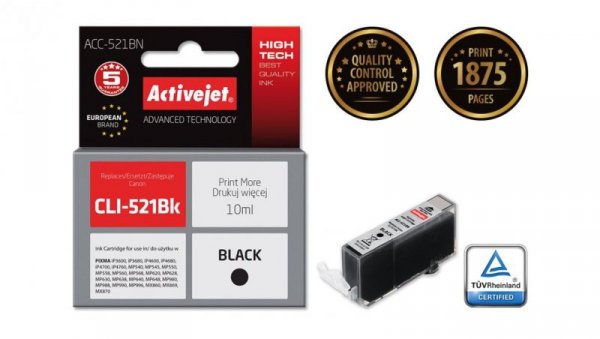 Tusz Activejet ACC-521BN (zamiennik Canon CLI-521Bk Supreme 10 ml czarny)