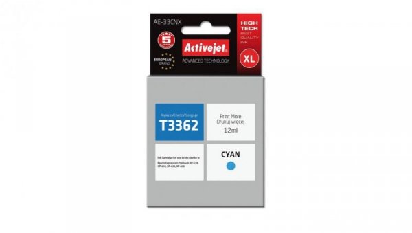 Tusz Activejet AE-33CNX (zamiennik Epson 33XL T3362 Supreme 12 ml niebieski)