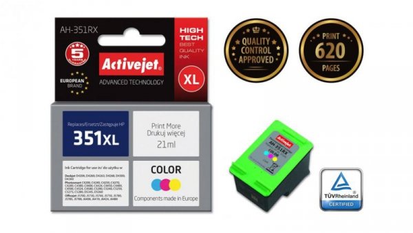Tusz Activejet AH-351RX (zamiennik HP 351XL CB338EE Premium 21 ml kolor)