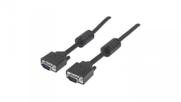 Kabel Monitorowy SVGA D-Sub 15M-15M z Ferrytem 10m Czarny