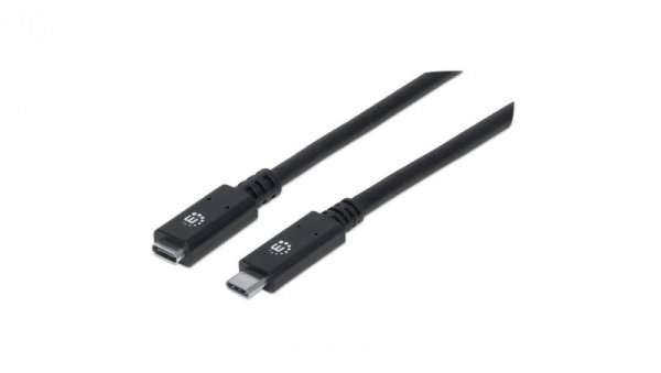 Kabel Przedłużacz USB-C 3.2 Gen2 M/F 50cm 100W 5A Czarny