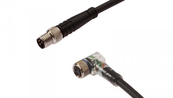 Kabel konfekcjonowany obustronny złącze M8 żeńskie 3-pin kątowe M8 męskie 3-pin proste 3x0,34mm² 3m IP67 wskażnik LED VK300F72