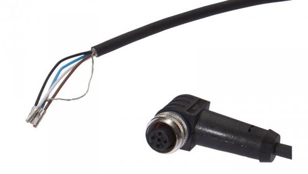 Kabel konfekcjonowany jednostrony złącze M12 żeńskie 4-pin kątowe wolny koniec przewodu 4x0,34mm² 5m PUR IP67 250V VK505321
