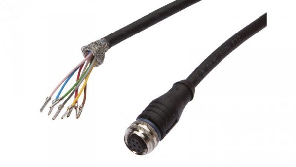 Złącze do samokonfekcjonowania M12 proste żeńskie druga końcówka niezarobiona 8-pinowe 5m PUR 30V IP67 8x0.25mm² VK505A25