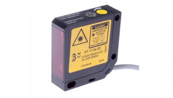 Czujnik laserowy odbiciowy 50x50x15mm Sn: 25-300mm 10-30V DC PNP NC/NO kabel 2m PVC IP67 PT170400