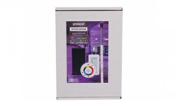 Zestaw led RGB 36W 150led pilot okrągły biały pudełko
