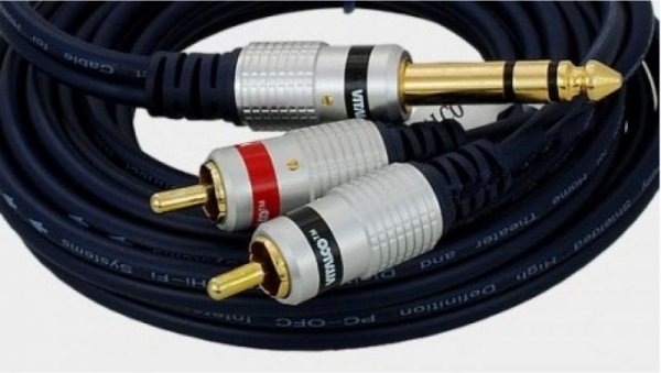 Kabel audio wt.Jack 6,3 stereo/2xwt.RCA MK82 1,5m
