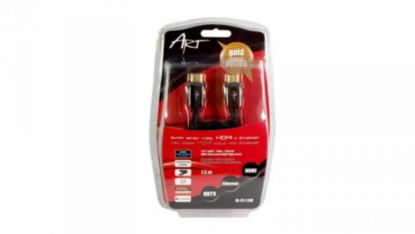 KABEL HDMI 1.4 M/M HQ pozłacany 3m ETHERNET 3D AL-01-3M ART