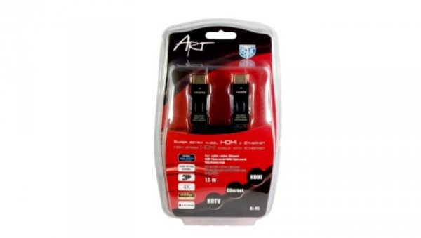 KABEL HDMI 1.4 M/M HQ pozłacany 1,5m ETHERNET 3D kątowy AL-05 ART