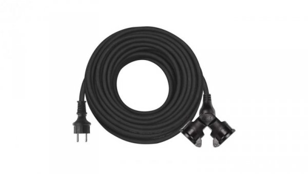 Przedłużacz 2 gniazda 25m 3× 15mm guma P0604