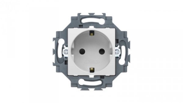 Gniazdo Schuko 2P+E 16A z przesłonami styków, z uziemieniem, samozaciski, białe, Dahlia GW35206W