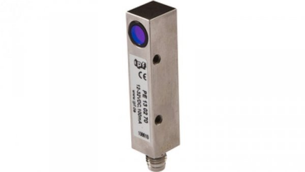 Czujnik laserowy odbiornik wiązki światła 64x14x12mm fi0,5mm Sn: 1,5m 12-32V DC PNP/NPN Push-pull złącze M8 3pin IP67 PE130270