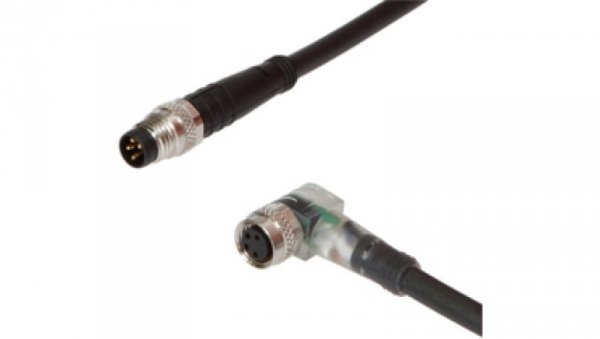 Kabel konfekcjonowany obustronny złącze M8 żeńskie 4-pin kątowe M8 męskie 4-pin proste 4x0,34mm z kablem 1,5m IP67 wskażnik LED