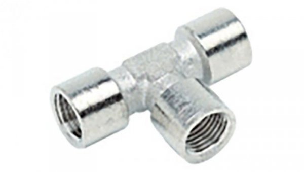 Pneumatyczny adapter teowy gwintowany, Mosiądz, 150 bar Niklowane, 176-1058 /10szt./
