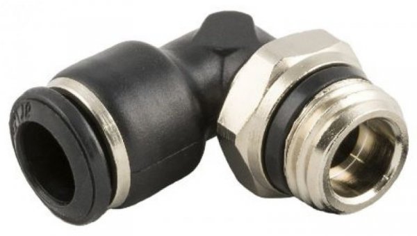 Obrotowa złączka pośrednia kolankowa gwint R 1/4 męskie, Wciskane 10 mm RS PRO