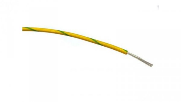 Przewód jednożyłowy linkowy, 1 mm², 32/0,2 mm, 24 AWG, PVC, 1,5 kV AC, Zielony/Żółty, dł. 100m, RS PRO