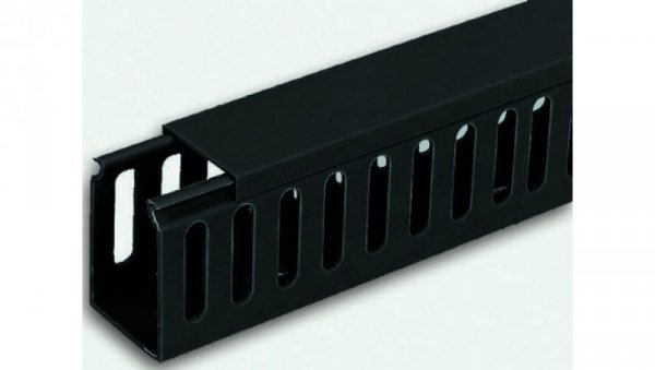 Koryto z wypustami do łańcucha kablowego Czarny PVC Zamknięty Koryto panelowe z otworami 40 mm 60mm 2m RS PRO