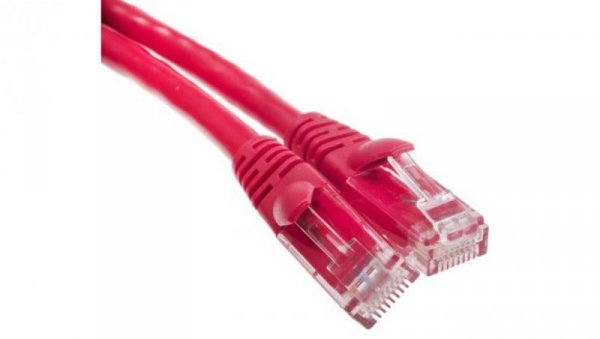 Kabel kategorii 6, Czerwony, Wtyk RJ45/męski RJ45dł.: 2m, mat. koszulki: PVC