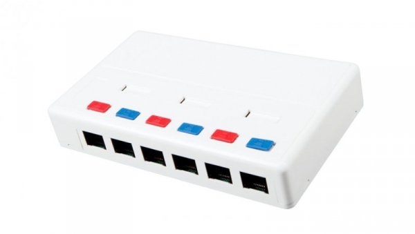 Gniazdko wieloportowe Solarix CAT5E UTP 6 x RJ45 biały SX6-5E-UTP-WH
