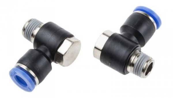 Złącze kątowe gwint R 1/8 męskie, Wciskane 6 mm RS PRO