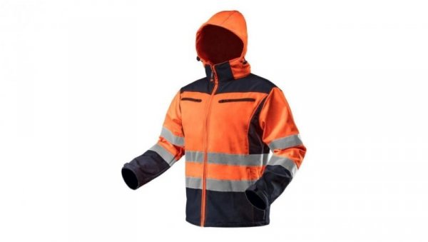 Kurtka robocza ostrzegawcza softshell z kapturem, pomarańczowa, rozmiar XXL 81-701-XXL