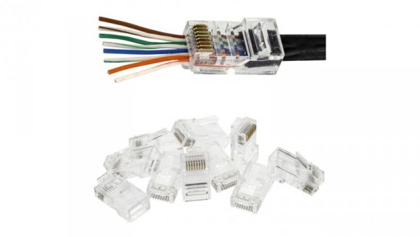 Wtyk modularny RJ45 8P8C kat.5e nieekranowany UTP drut przelotowy NEKU /WORECZEK 10szt./