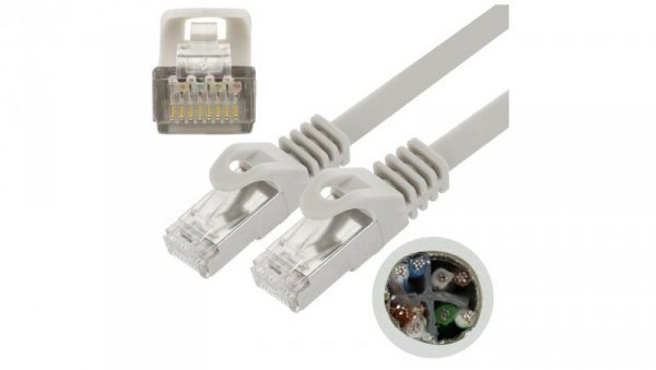 Patchcord FTP kat.6 kabel sieciowy LAN 2x RJ45 linka szary 3m NEKU