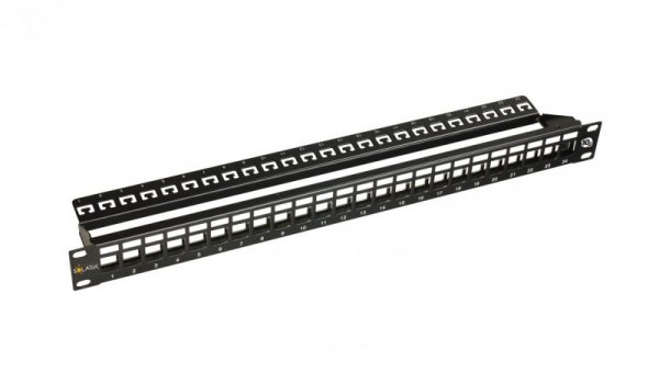 10G modularny nieobłozony patch panel Solarix 24 porty STP czarny 1U SX24M-0-STP-BK