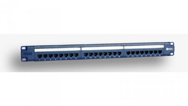 Panel 19, 24 x RJ45 UTP kat. 6 (1U) z półką, niebieski (PoE) DCN/PPFB-951K-248-C6