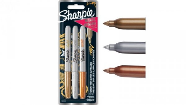 Zestaw markerów permanentnych 3x kolory metaliczne końcówka Fine Point 0,9mm Sharpie Metallic