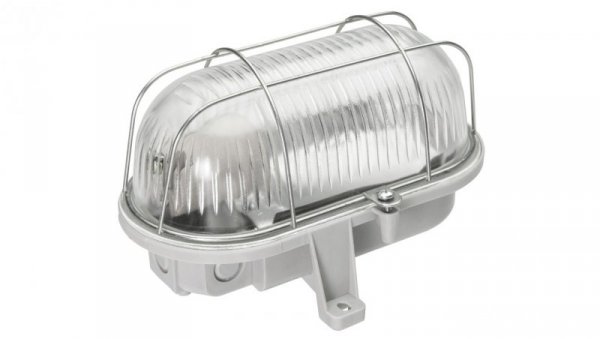 Oprawa kanałowa OVAL-7063T, E27, 100W, biała-polipropylen, klosz przeźroczysty-szkło, IP44, siatka metalowa A1210