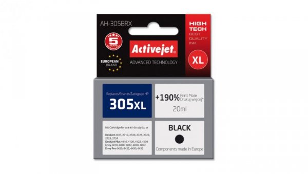 Tusz Activejet AH-305BRX (zamiennik HP 305XL 3YM62AE Premium 20 ml black)