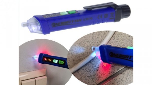 Próbnik napięcia 12-1000V / BEZDOTYKOWY WSKAŹNIK NAPIĘCIA 1000V / Jednobiegunowy wielofunkcyjny próbnik elektryczny Fazer E38110