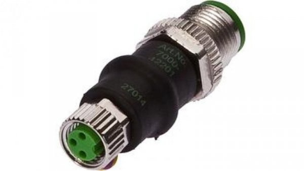 Złącze M8 proste żeńskie 3pin M12 proste męskie 3pin 24V -25-85 stC IP67 VK000036