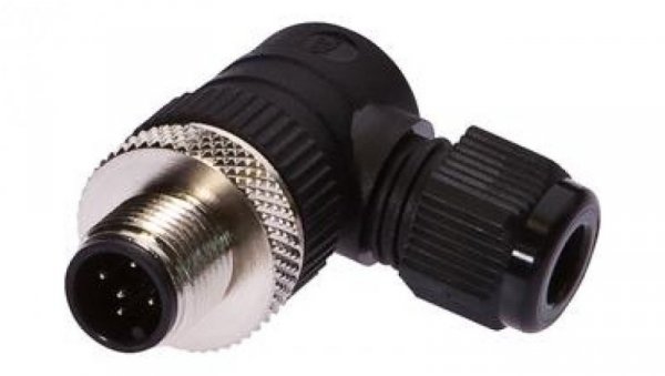 Gniazdo kablowe kątowe połączenie lutowane fi3-6,5mm 4A 240V -25-90stC M12 męskie 5pin IP67 VK003027