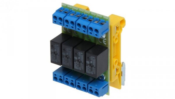Moduł przekaźnikowy zwierny 4 wyjścia 10-16VDC 2x10A(max), 30VDC/50VAC (max) wyjście 4xNO/NC montaż na szynę DIN PK4-12-ZD