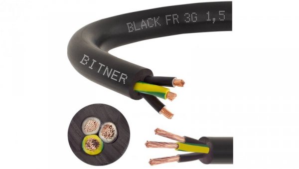 Przewód sterowniczy prądowy BiT 500 Black FR 300/500V 3x1,5 linka do ziemi Bitner /50m/