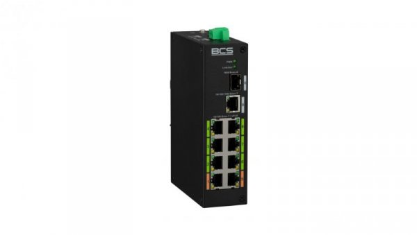 Switch (PoE), 9-portowy niezarządzalny 100Mbps, 1 port RJ-45 uplink Gigabit, 1 port światłowodowy SFP Gigabit