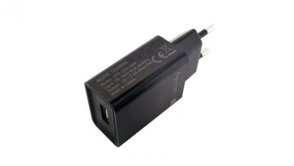 Sieciowa Ładowarka USB-A 5V 2.4A 12W max. Czarna