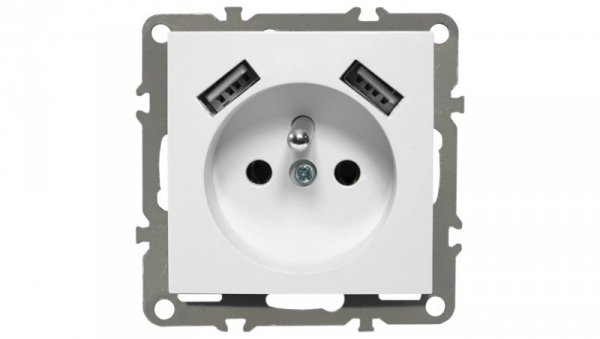 QUADRA GNIAZDKO Z BOLCEM 2X USB DO RAMEK 230V 2.1A