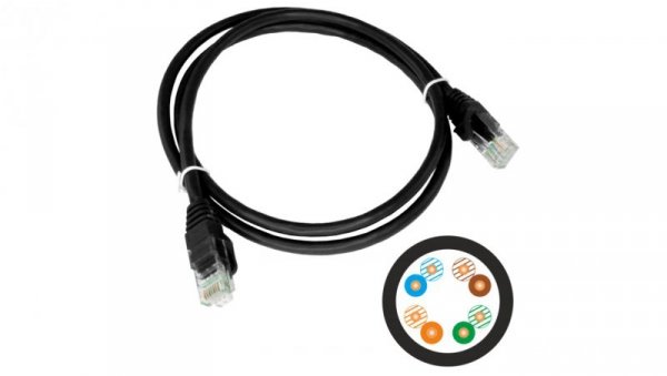 Patchcord UTP kat.6 kabel sieciowy LAN 2x RJ45 linka czarny 5m Alantec