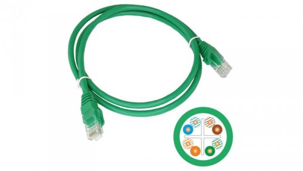 Patchcord UTP kat.6 kabel sieciowy LAN 2x RJ45 linka zielony 0,25m Alantec