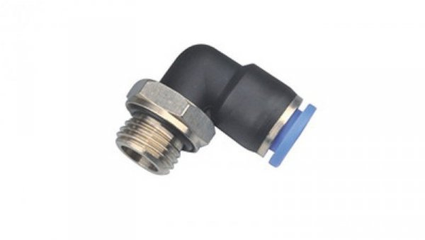 Złączka wtykowa kątowa niska z tworzywa sztucznego do węża 6, G1/2z, 125N.012-6