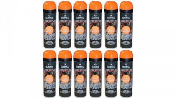 Farba geodezyjna do znakowania spray pomarańczowa 12 sztuk SOPPEC Track Marker