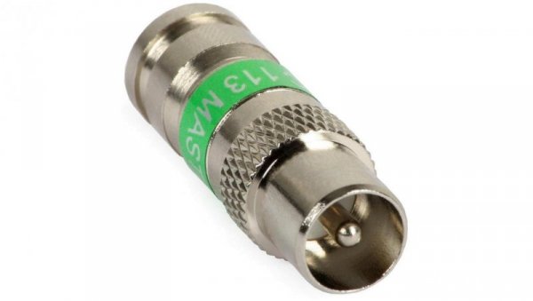 Wtyk antenowy IEC TV kompresyjny zielony MASTER na przewód Triset-113 TC6 Trishield 3SH75 RG6