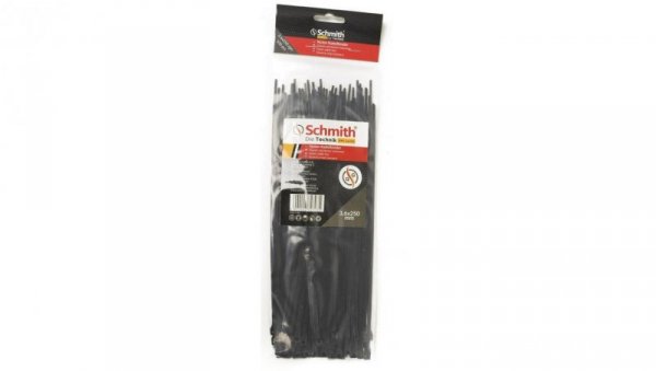 Trytki opaski zaciskowe kablowe 3,6x250 100 szt nylonowe Schmith