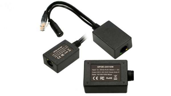 Inwerter PoE Wejście 1x 1000Mb/s RJ45/Jack 10-24V, Wyjście 24V Extralink 1 Portowy