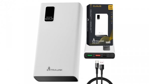 Powerbank Power bank, Fast Charging, USB-C Extralink EPB-067W 10000mAh Biały