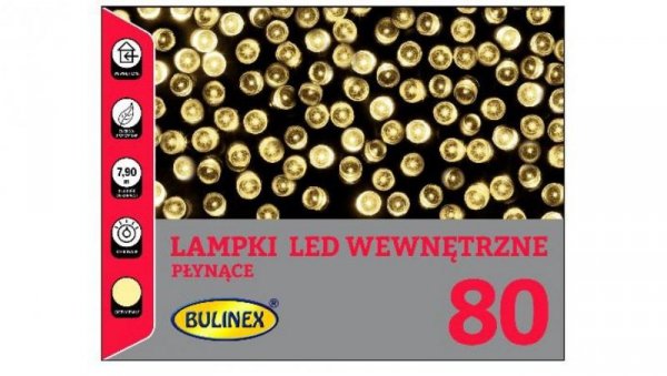 Lampki Bulinex 80led białe ciepłe 7,90m płynące sznur