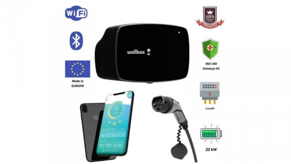 EVSE Stacja ładowania Wallbox Commander 2S 5m Czarna